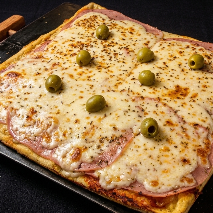 Pizza con Jamón y Mozzarella